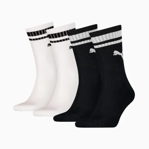 PUMA Heritage Crew-Socken (4er-Pack), Weiß/Schwarz, Größe: 43-46, Kleidung