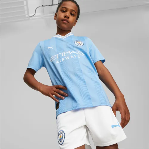 PUMA Manchester City F.C. Replica-Heimtrikot Teenager Für Kinder, Blau/Weiß, Größe: 164, Kleidung