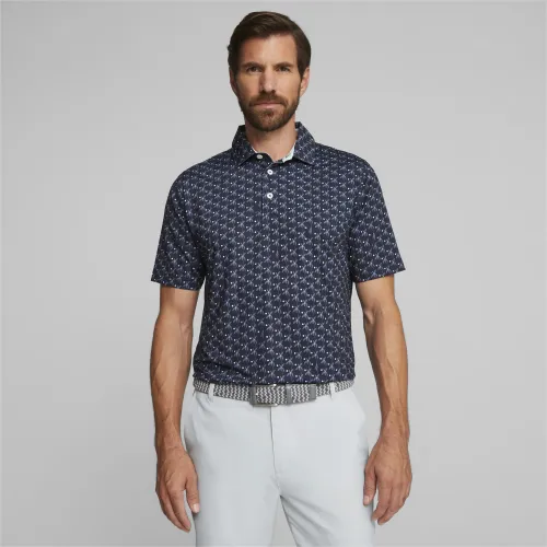 PUMA MATTR Palms Golf Poloshirt Herren, Blau/Weiß, Größe: S, Kleidung