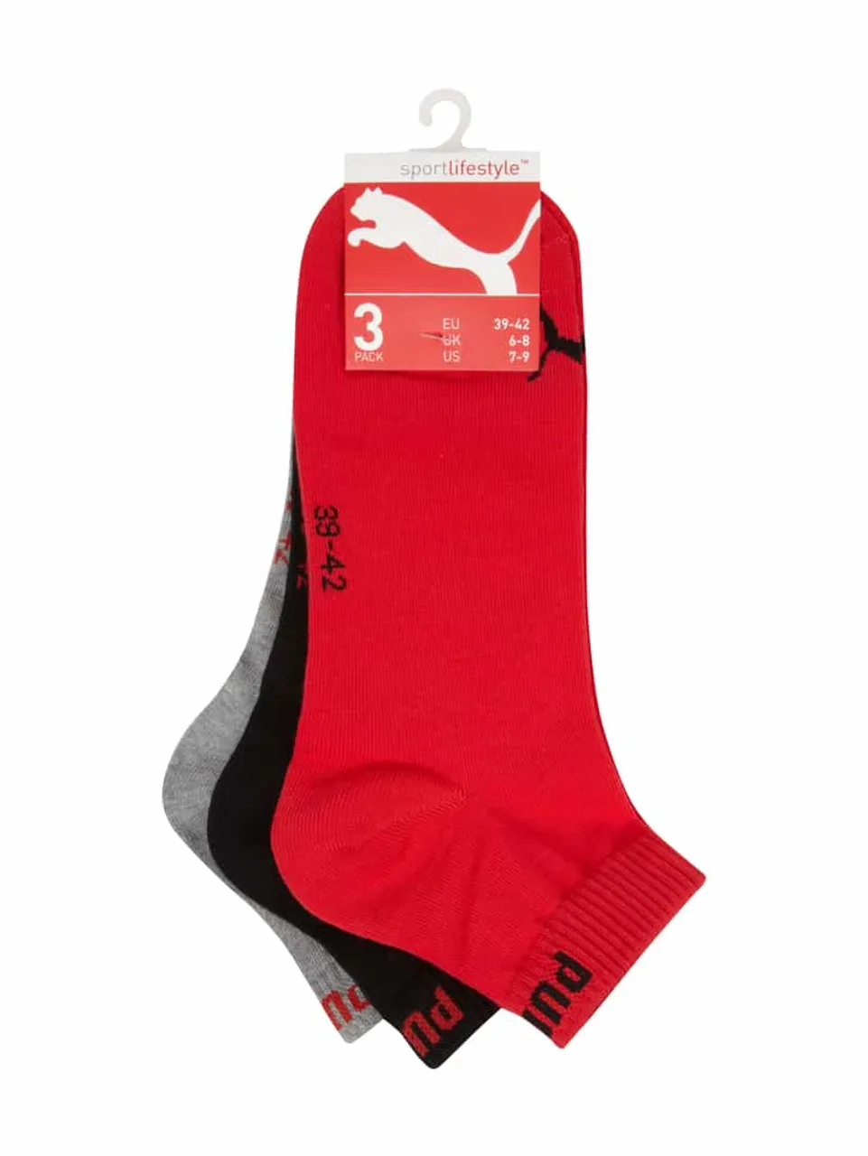 Puma Socken mit Label-Details im 3er-Pack in Rot