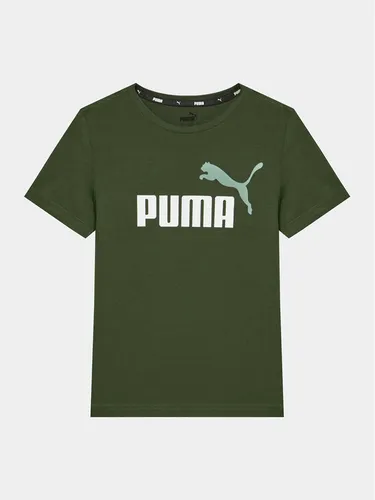 Puma T-Shirt Ess+ 2 Col Logo 586985 Grün Regular Fit