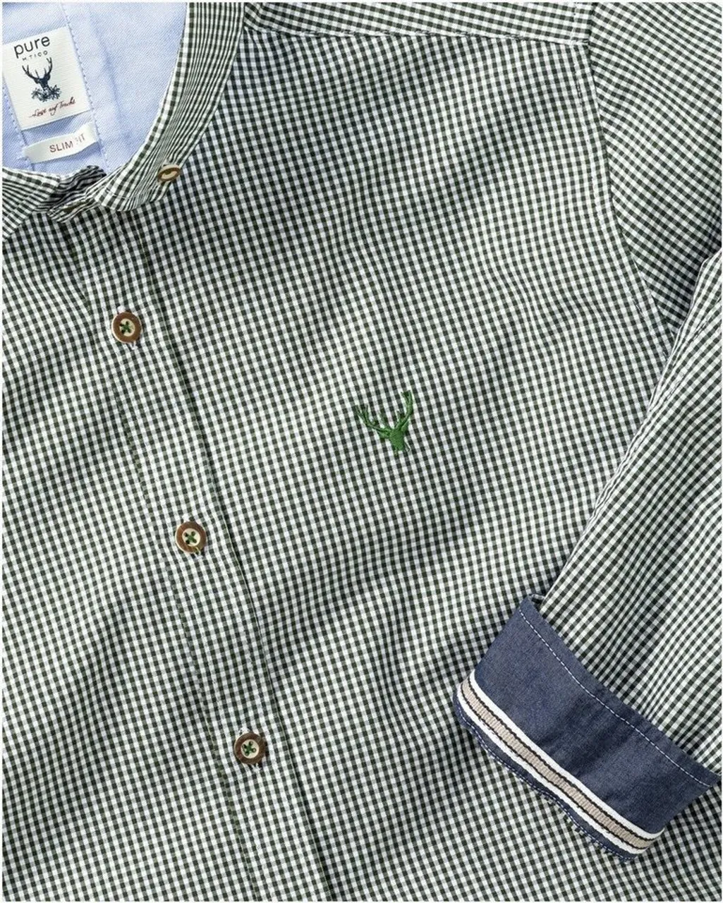 Pure Trachtenhemd Karo-Hemd Slim Fit