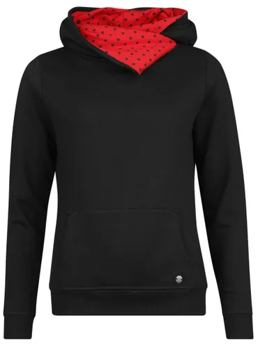 Pussy Deluxe Black Dotties On Red Shawl Hoodie & Hairband Kapuzenpullover schwarz rot in L