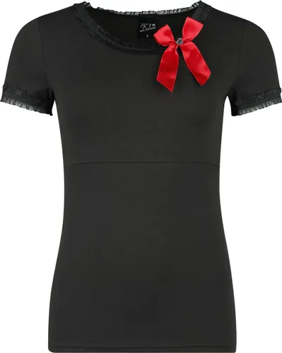 Pussy Deluxe Bow On Black Shirt T-Shirt schwarz rot in L