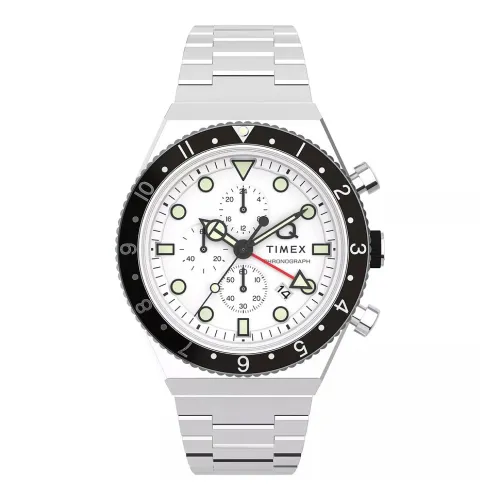 Q Timex 3 Time Zone Chronograph Watch