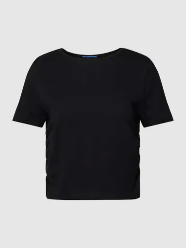QS Cropped T-Shirt mit seitlichen Raffungen in Black