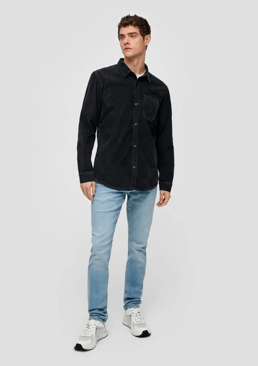 QS Langarmhemd Regular: Hemd aus feinem Cord