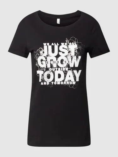QS T-Shirt mit Statement-Print Modell 'Just Grow' in Black