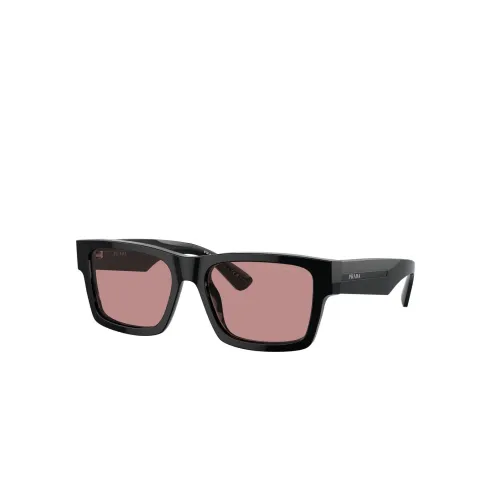Quadratische Schwarze Sonnenbrille mit Rosa Gläsern Prada