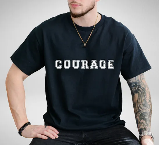Quality Elegance Print-Shirt COURAGE Cotton Basic T-Shirt, Kurzarmshirt