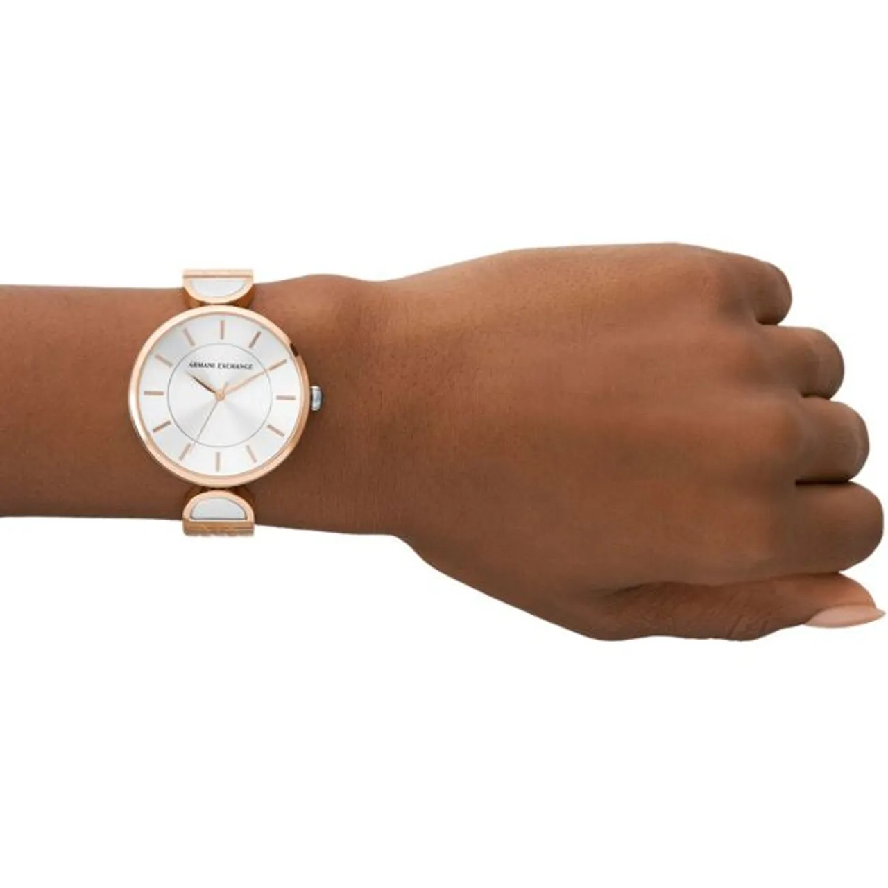 Quarzuhr ARMANI EXCHANGE "AX5383" Armbanduhren rosegold (silberfarben, roségoldfarben) Damen Quarzuhren Armbanduhr, Damenuhr, analog