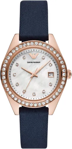 Quarzuhr EMPORIO ARMANI "AR11448" Armbanduhren blau Damen Quarzuhren Armbanduhr, Damenuhr, Datum, analog
