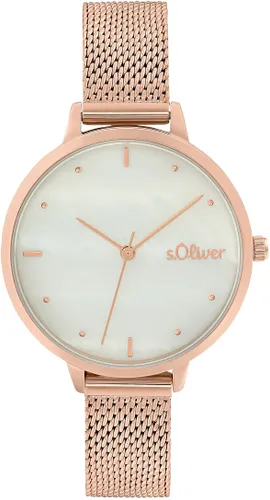 Quarzuhr S.OLIVER "2033511" Armbanduhren rosegold (roségoldfarben) Damen Quarzuhren