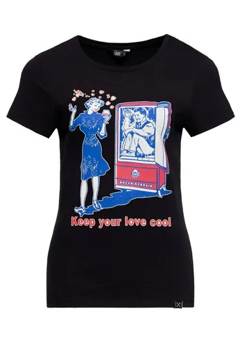 QueenKerosin Print-Shirt Keep Your Love Cool mit 50s Style Comic Art