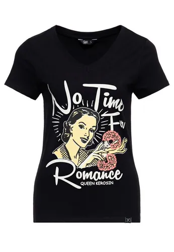 QueenKerosin Print-Shirt No Time For Romance mit Front-Print im 50s Style