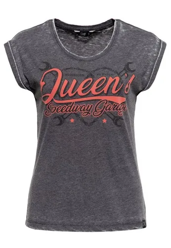 QueenKerosin T-Shirt Queen's Speedway Garage mit Roll-Up Ärmel