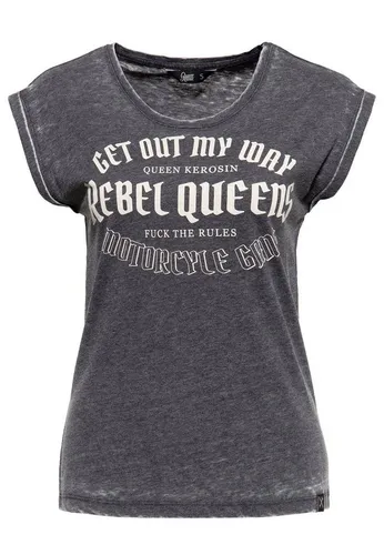 QueenKerosin T-Shirt Rebel Queens Motorcycle Gang Enzyme Wash