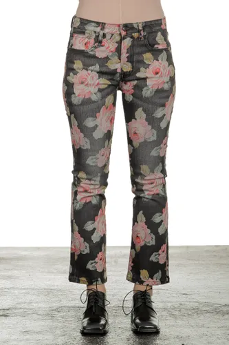 R13 Damen Ausgestellte Cropped-Jeans mit Blumen-Print mehrfarbig