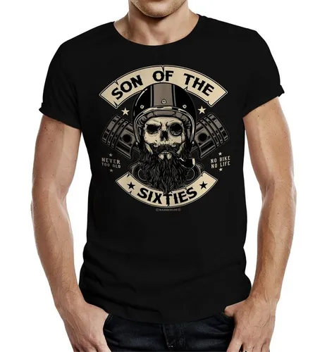 RAHMENLOS® T-Shirt Biker-Shirt für ältere Motorradfahrer: Son of the Sixties
