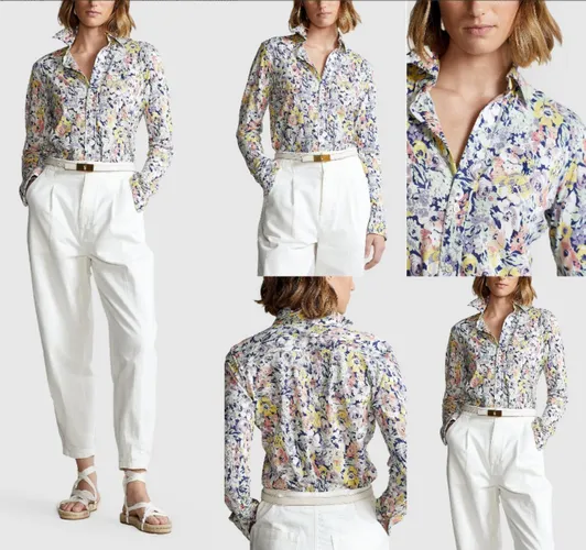 Ralph Lauren Blusentop POLO RALPH LAUREN Floral Hemdbluse Blouse Top Shirt T-shirt Tailored R