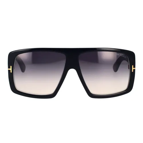 Raven Sonnenbrille - Quadratische Form, Schwarzes Gestell, Graue Verlaufsgläser Tom Ford