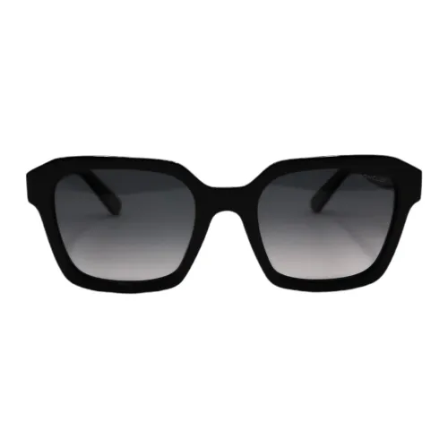Rechteckige schwarze glänzende Sonnenbrille Moncler
