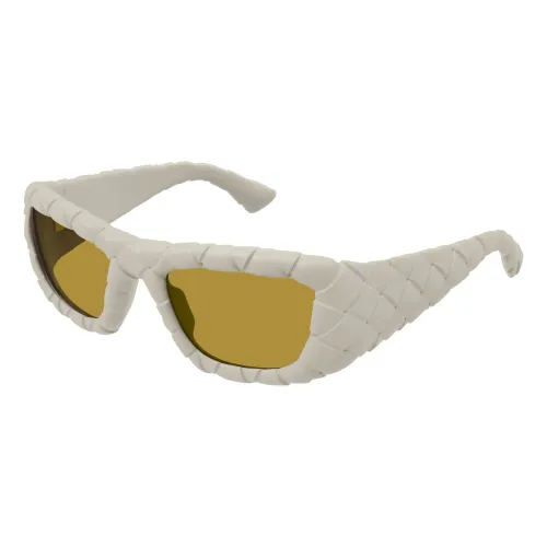 Rechteckige weiße Sonnenbrille mit gewebtem Muster Bottega Veneta