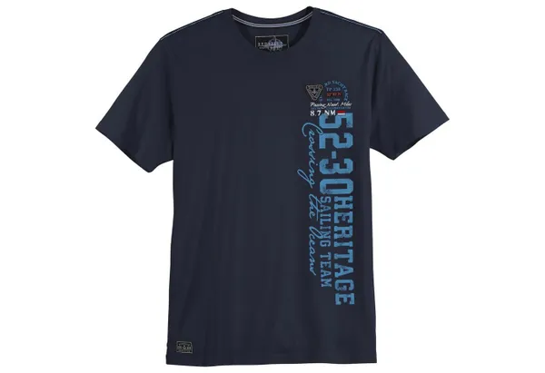redfield Print-Shirt Große Größen Herren T-Shirt navy maritimer Vertikalprint Redfield