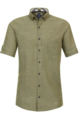 Redmond Casual Regular Fit Leinenhemd dunkelgrün, Einfarbig
