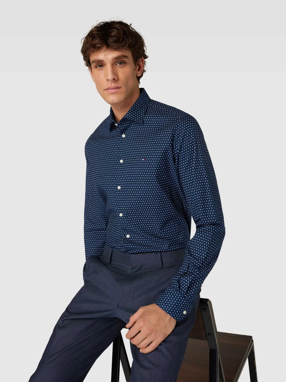 Regular Fit Business-Hemd mit Allover-Muster