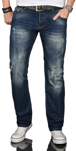 Regular-fit-Jeans ALESSANDRO SALVARINI "ASJulio" Gr. W33 L34, Länge 34, blau (as, 060, vintage) Herren Jeans Regular Fit