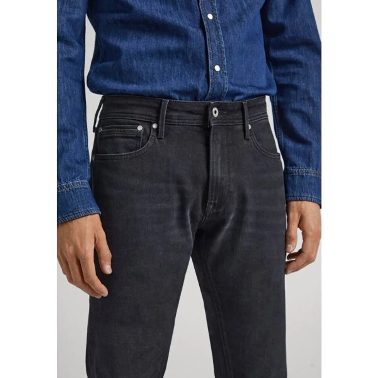 Regular-fit-Jeans PEPE JEANS "STANLEY" Gr. 33, Länge 34, schwarz (black) Herren Jeans Regular Fit