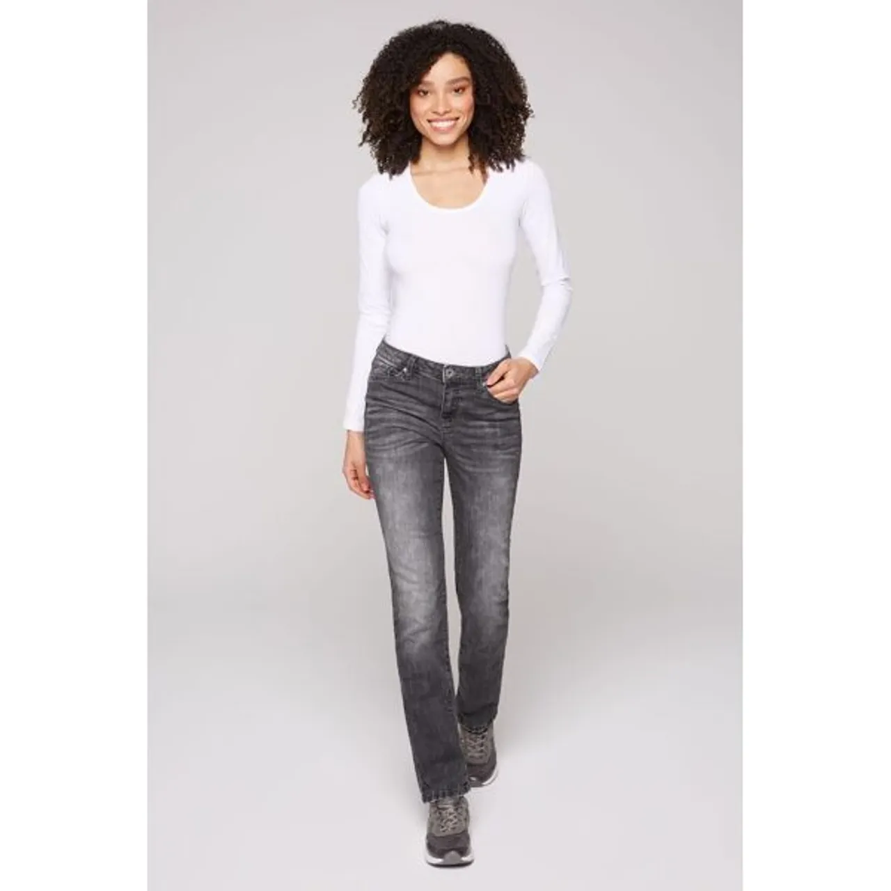 Regular-fit-Jeans SOCCX Gr. 30, Länge 30, grau Damen Jeans