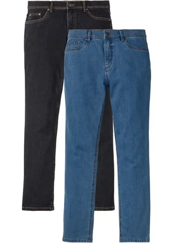 Regular Fit Stretch-Jeans, Straight mit recyceltem Polyester (2er Pack)
