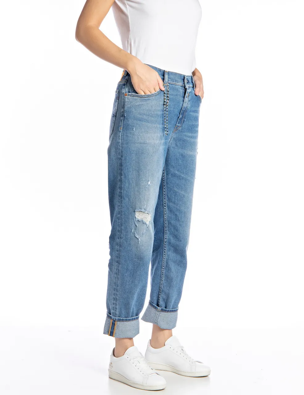 Replay Damen Jeans KILEY - Relaxed Fit - Blau - Medium Blue