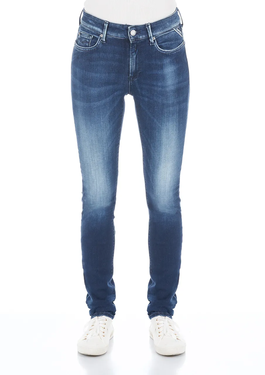 Replay Damen Jeans Luzien High Waist - Skinny Fit - Blau -Medium Blue