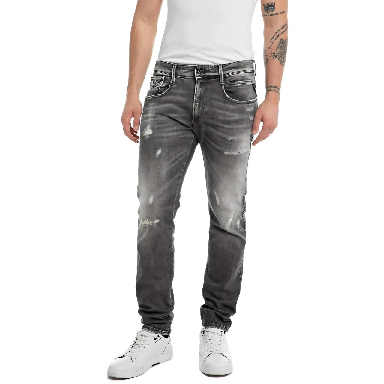 Replay Herren Jeans Anbass Slim-Fit Aged