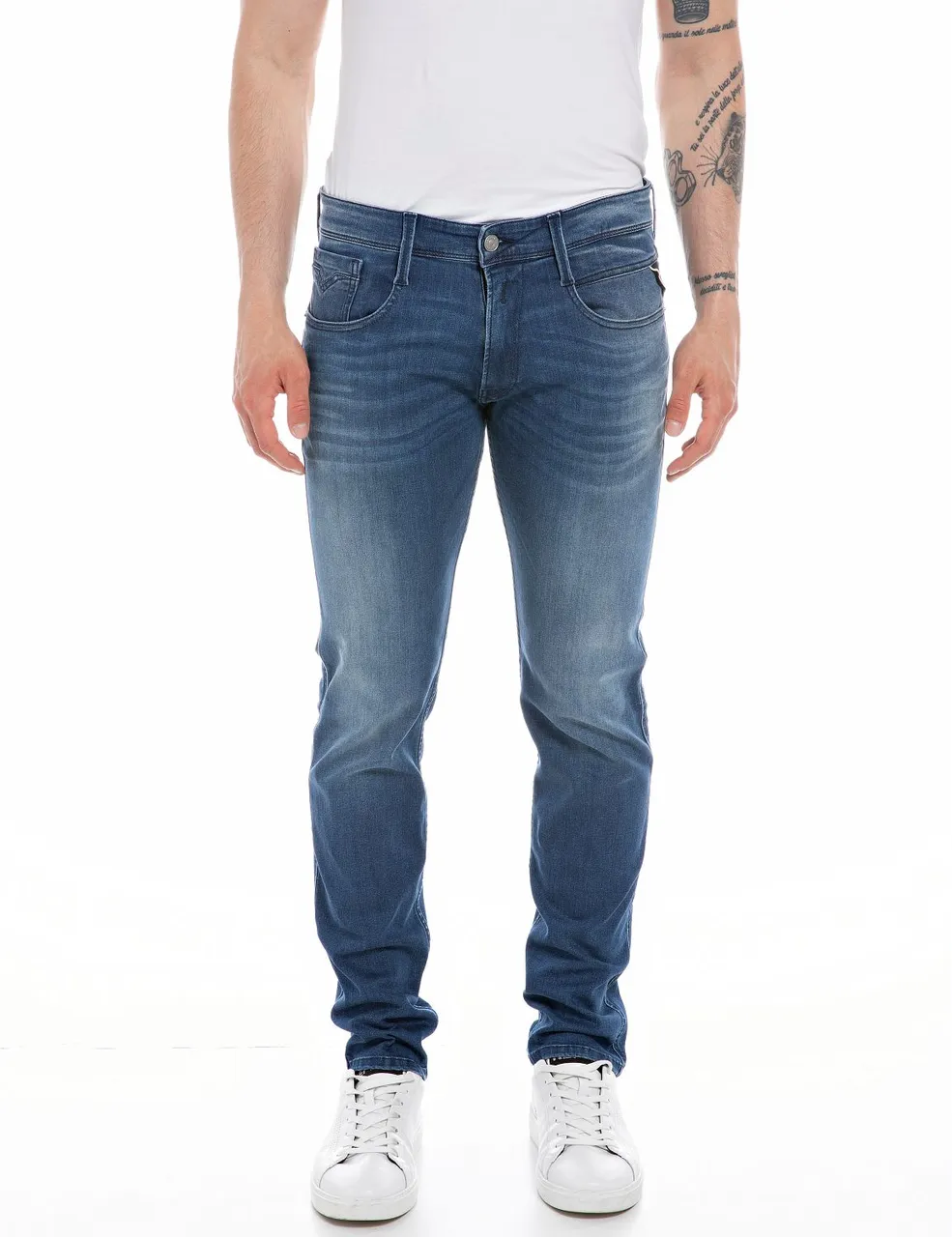 Replay Herren Jeans ANBASS - Slim Fit - Blau - Medium Blue