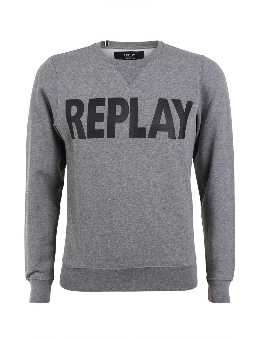 Replay Herren Rundhals-Sweater mit Frontptint