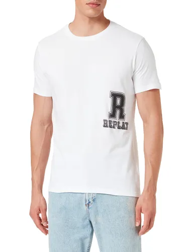 Replay Herren T-Shirt Kurzarm Rundhalsausschnitt mit Logo