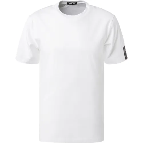 Replay Herren T-Shirt weiß Baumwolle