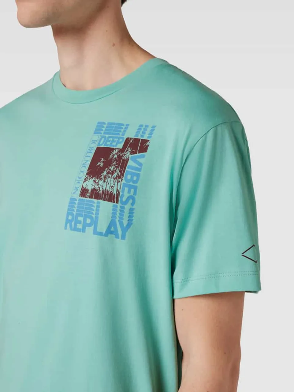 Replay T-Shirt mit Motiv-Print und Rundhalsausschnitt in Mint