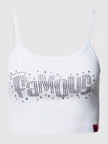 Review Crop Top FAMOUS mit Strass in Weiss