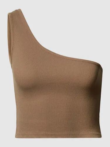 Review Cropped One-Shoulder-Top in Mittelbraun