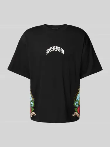 REVIEW T-Shirt mit Label- und Motiv-Print in Black