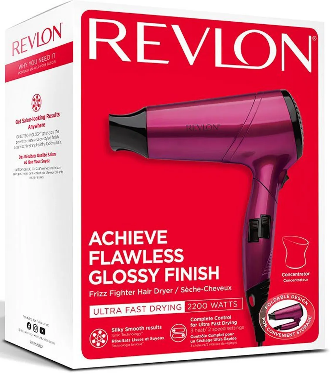 Revlon Ionic-Haartrockner RVDR5229, 2200 W, REVLON Frizz Fighter Haartrockner, trockene Haare ohne Frizz, 2200W