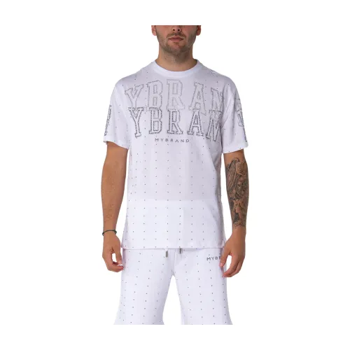 Rhinestone T-Shirt Weiß Türkis My Brand