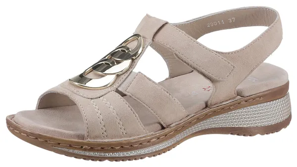 Riemchensandale ARA "HAWAII" Gr. 39, beige (sand) Damen Schuhe Flats mit schönem Schmuckelement