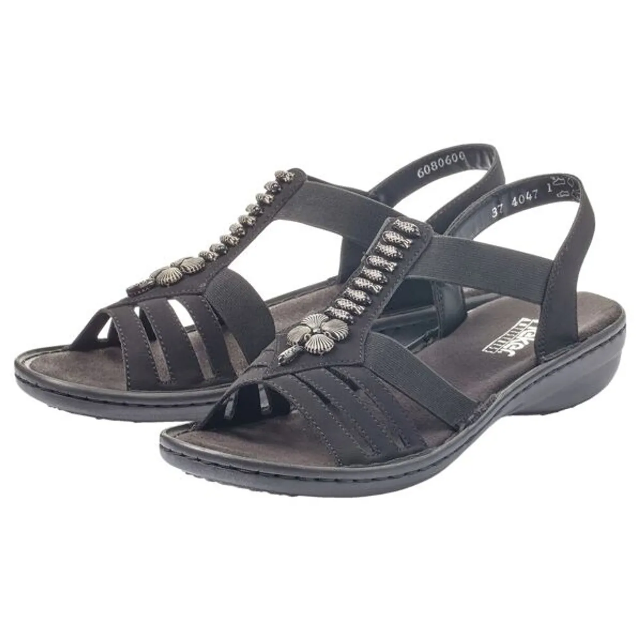 Riemchensandale RIEKER Gr. 38, schwarz (schwarz, black) Damen Schuhe Keilsandaletten