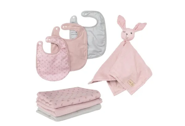 roba® Neugeborenen-Geschenkset Lil Planet 3 Lätzchen, 3 Windeln und ein Schmusetuch mit Häschengesicht